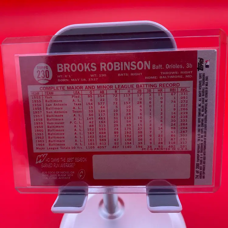 Topps Archives 2002 MLB Baltimore Orioles Brooks Robinson Trading Card #74