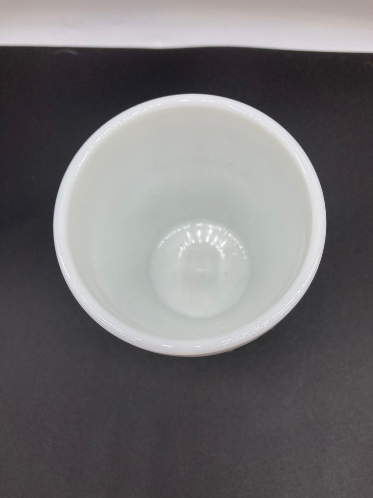 Milk Glass Dotted Beverage Glass Dessert Cup Footed 
Vintage