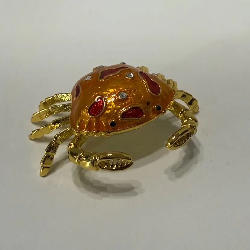 Taylor Avedon Ocean Crab Magnetic Hinged Trinket/Jewelry/Stash Box 2”x 2.5” NOS