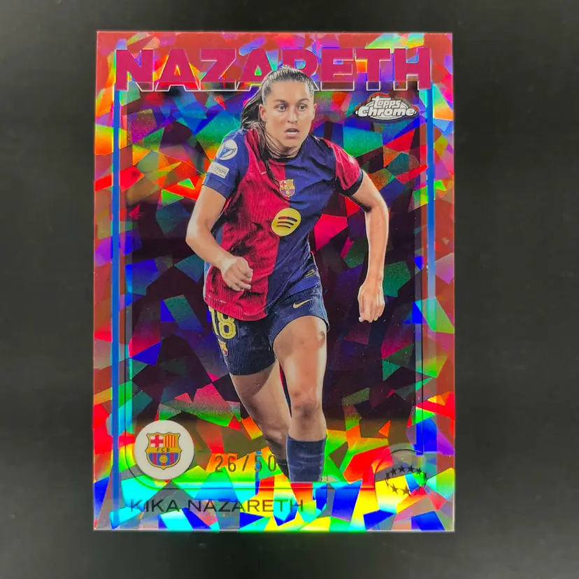Kika Nazareth 2024/25 Topps Chrome Sapphire UWCL Rose Gold /50 Barcelona Soccer Card