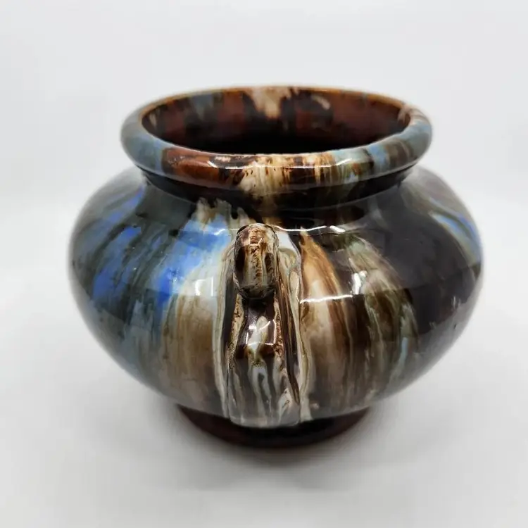 Antique McCoy Art Pottery Jardiniere Planter Pot Vase Onyx Glaze Drip Glaze