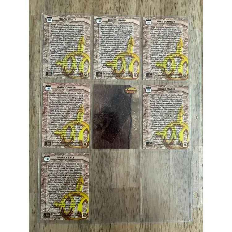 Lot of 7 Baseball Cards from Ted Williams Card Co ~ Marris, Williams, Lyle