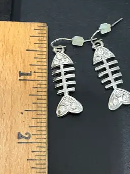 Silvertone Fish Earrings