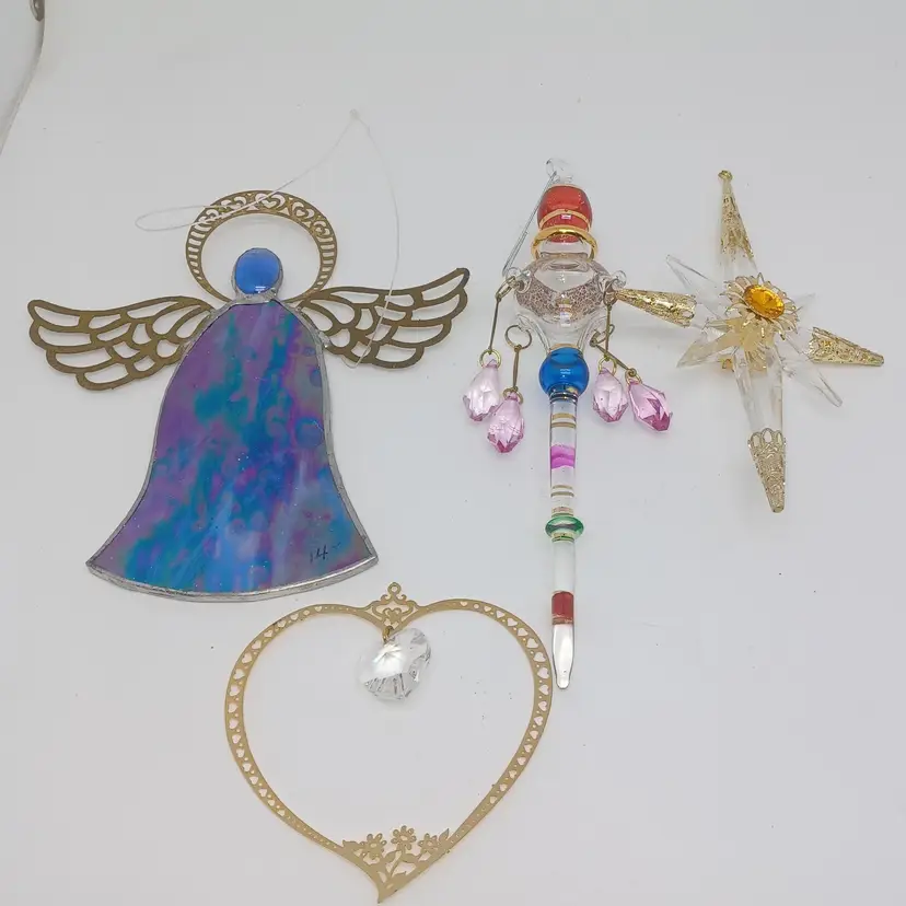 Vintage Stainedglass Blown Glass Crystal Light Catcher's Ornaments angel (4)