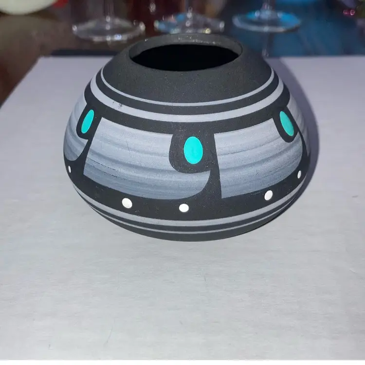 Beautifully Made Miniature Vase 2 1/4” Tall 3 1/4” Wide Glazed Interior Matte Exterior