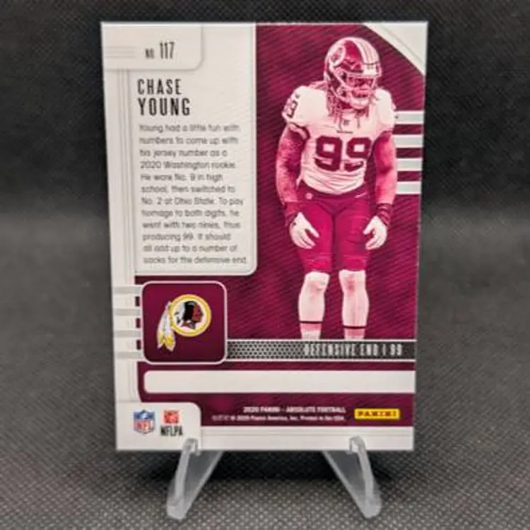 Chase Young 2020 Panini Absolute Green Rookie Card RC #117 - Washington Commanders