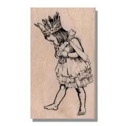 Girl Wearing Princess Costume And Crown Rubber Stamp