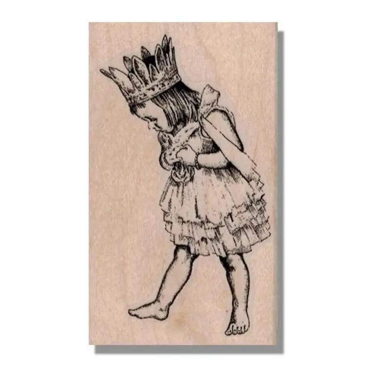 Girl Wearing Princess Costume And Crown Rubber Stamp