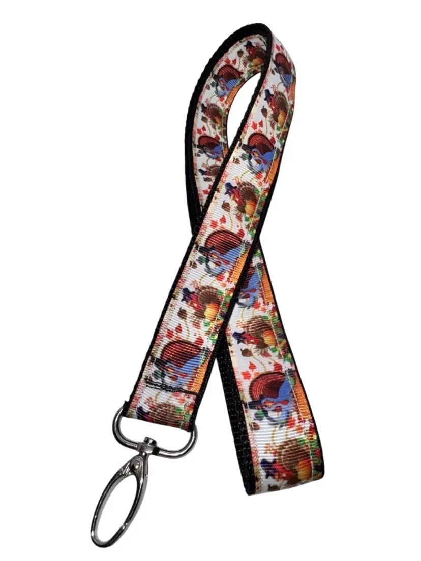 Keychain Lanyard Key Holder Thanksgiving Turkeys NEW Handmade 19.5”
