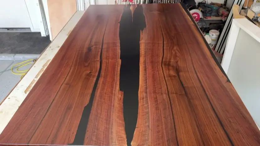 Walnut Dining table with Black Epoxy.