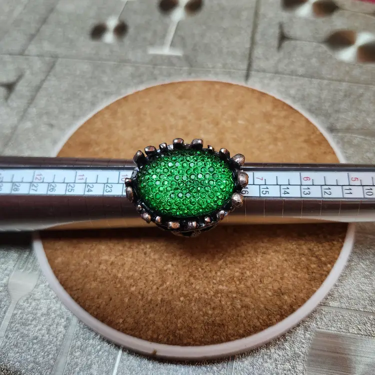 Emerald Glow Vintage Ring Size  8 3/4