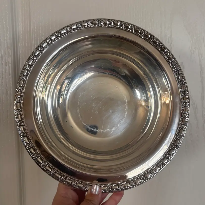 Vintage Silver Plated Floral Edged Bowl