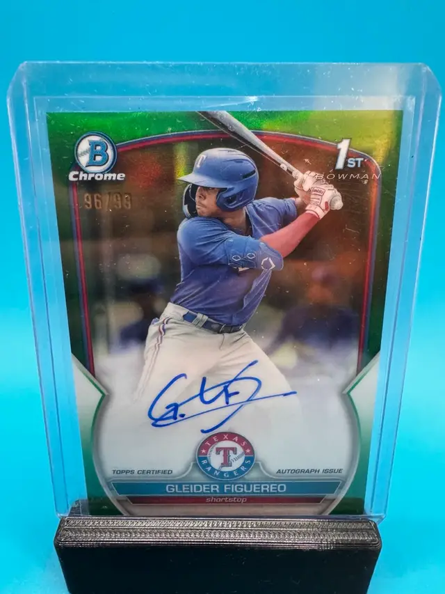 Gleider Figuereo 1st Bowman Chrome Green Refractor Auto /99 Texas Rangers