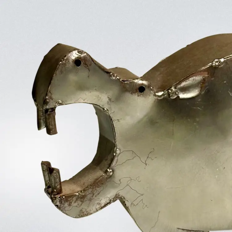 Hippopotamus Sculpture/Figurine Welded Metal Art With Brown Texture Rustic & Whimsical 
5-1/4” T x 7” L x 2-1/4” W