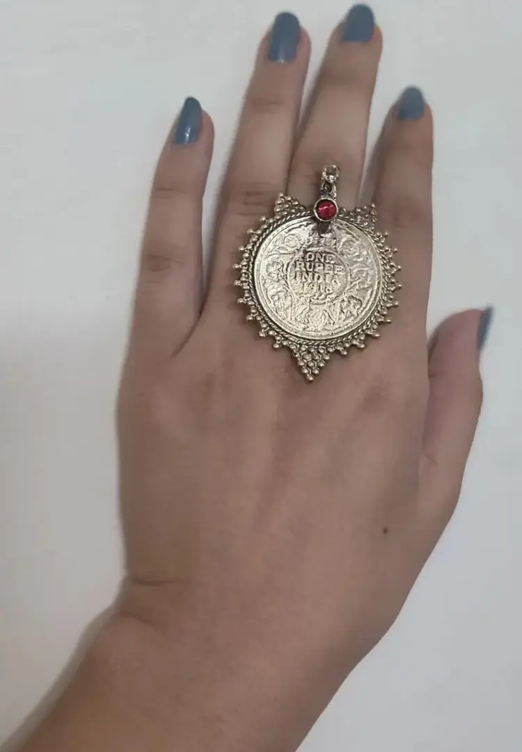 Tribal Vintage Two Layers Coins Necklace With Red Glass Stones, Vintage Coins Jewelry, Handmade Old Coins Necklace, Boho Tribal Jewelry