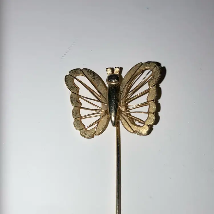 Goldtone Butterfly Stick Pin 2 1/2” Tall! 🦋