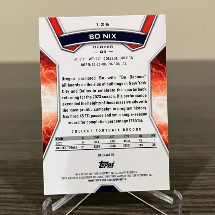 2024 Topps Resurgence Bo Nix RC Refractor Denver Broncos