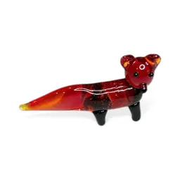 Mini Handblown Red Fox Art Glass Figurine And Christmas Stocking