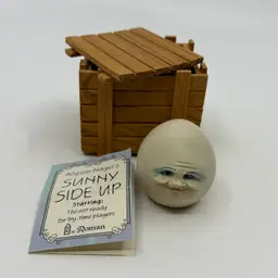 Vintage Allyson Nagel’s Sunny Side Up Anthropomorphic Egg Head Face Figurine By Roman In Crate