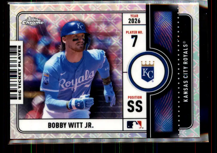 Bobby Witt Jr. 2026 Topps Chrome Logofractor Refractor Big Ticket Player #BTP-16 - Kansas City Royals - (150-380)
