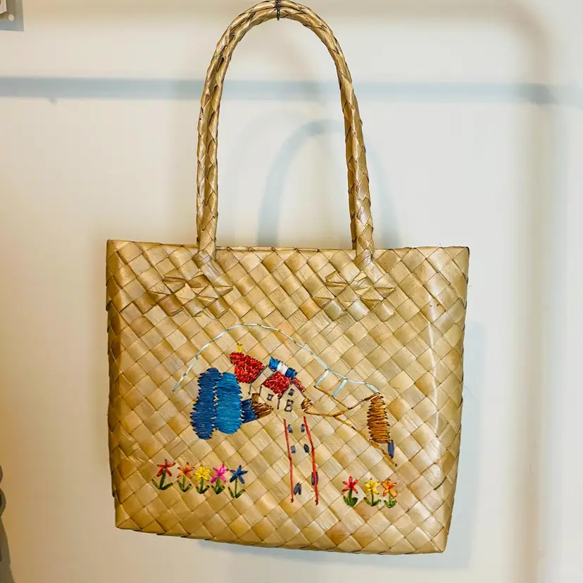 Hand Woven Straw Wicker Market Beach Tote Bag Purse Summer Boho