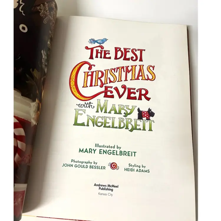 'The Best Christmas Ever with Mary Engelbreit' Festive Holidays Decor Illustration Hardcover Book 2003