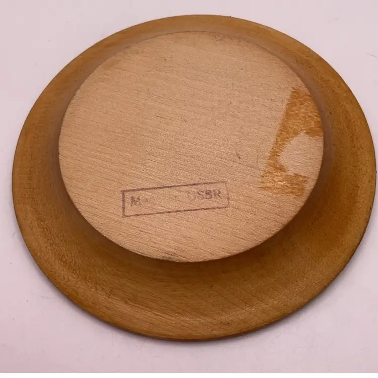 FFF VTG Wood Trinket Dish Flowers 4” USSR