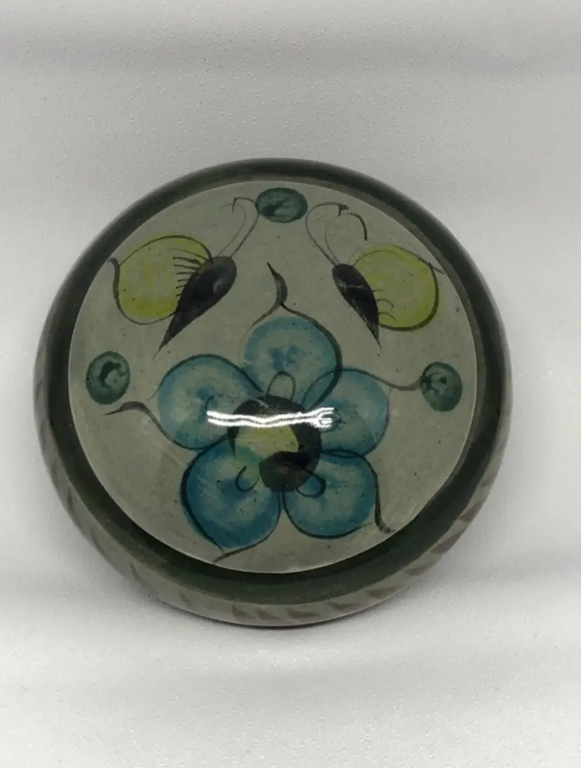 Vintage Tonala Mexico Pottery Trinket Dish with Lid