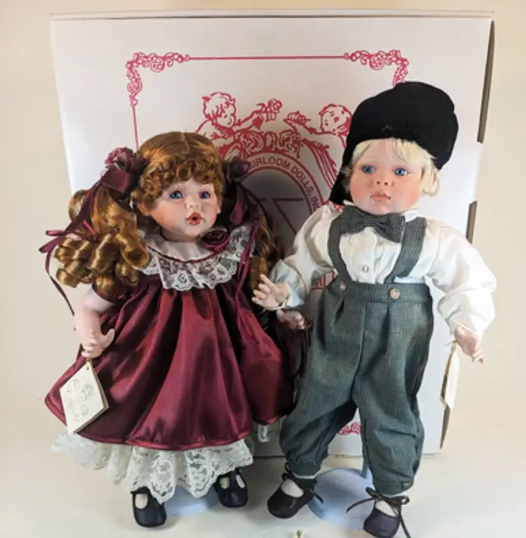 Precious heirloom dolls designed by Fayzah Spanos,Kisses & Jacques Love at First Sight