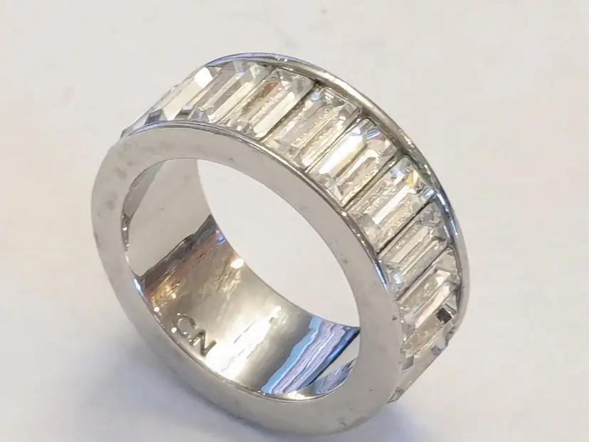 Gold Tone Channel-Set Baguette Clear Crystal Band Ring