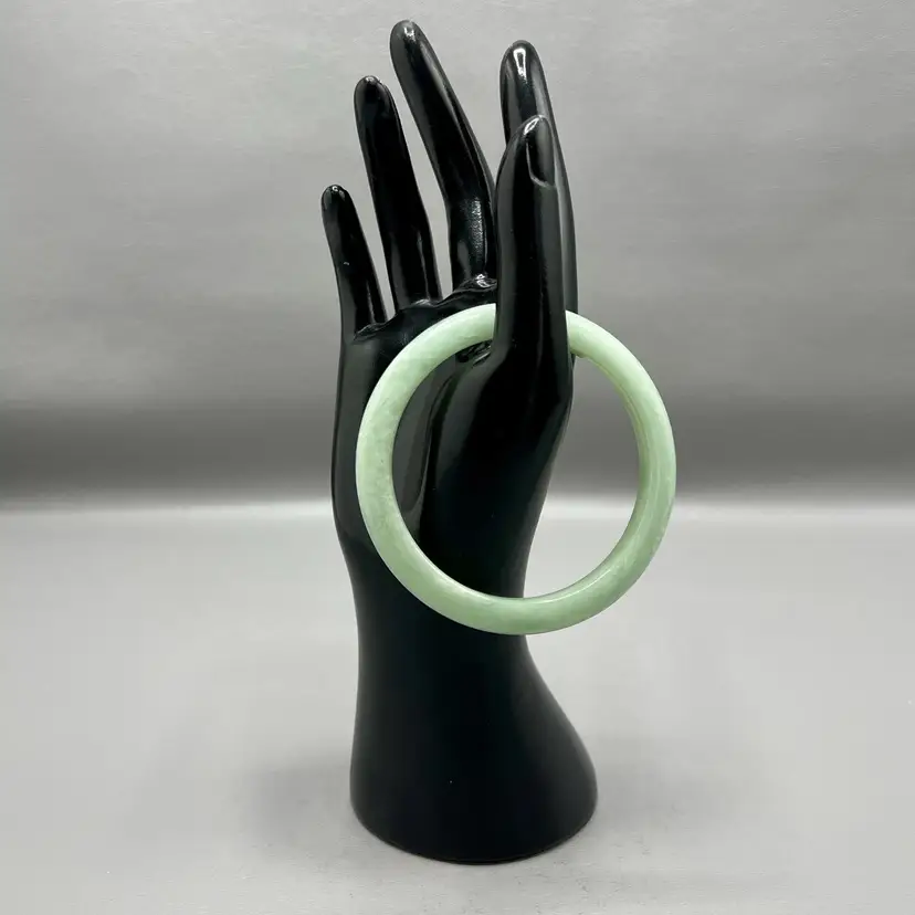 Light Green Lucite Bangle Bracelet Jade Look Plastic 7.75" Stackable