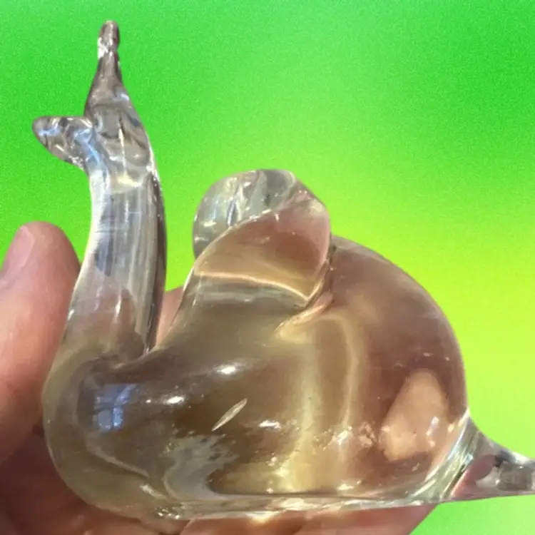Vintage Art Glass Clear  Snail Figurine Paperweight