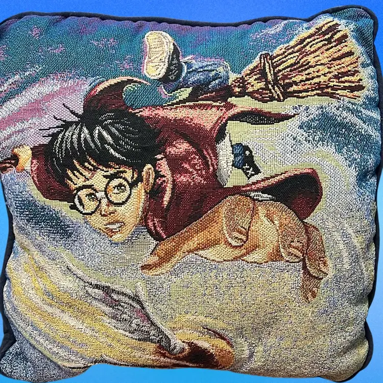 Christmas Gift Idea! Vintage Harry Potter 14x14 Pillow, Free Shipping For This Item Back Is Navy Blue