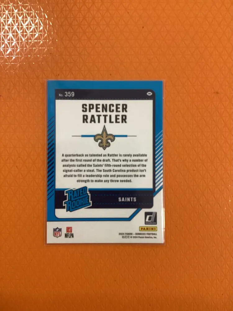 2024 Panini Donruss - Rated Rookie #359 Spencer Rattler (RC) New Orleans Saints