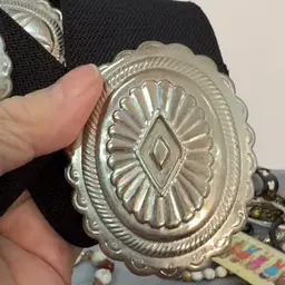 Concho Belt Navy Stretch 32”