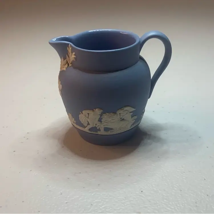 1958 Wedge wood Lt Blue And White Jasper Ware Miniature Jug Made In England