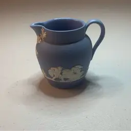 1958 Wedge wood Lt Blue And White Jasper Ware Miniature Jug Made In England