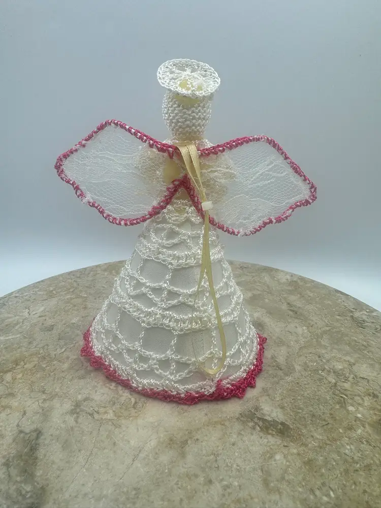 Jaclyn Smith Collection Crocheted Beaded Mini Angle Tree Topper/Ornament