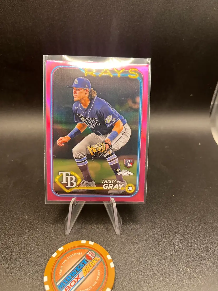 Tristan Gray RC Pink Refractor 2024 Topps Chrome Baseball Card Tampa Bay Rays