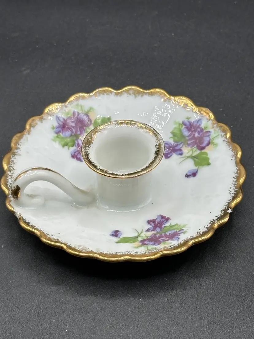 Lefton Candle Stick Holder Violets