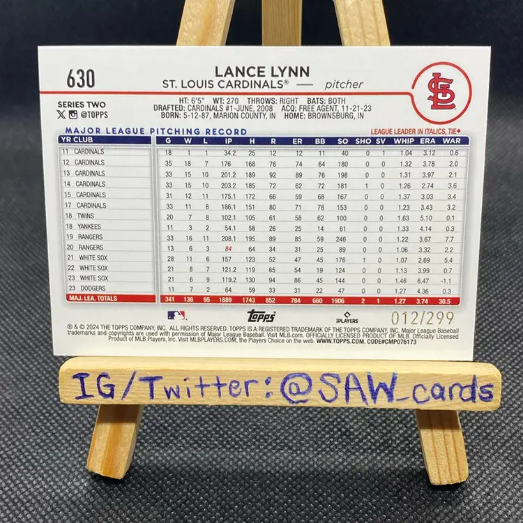 Lance Lynn 2024 Topps Series 2 /299 St. Louis Cardinals