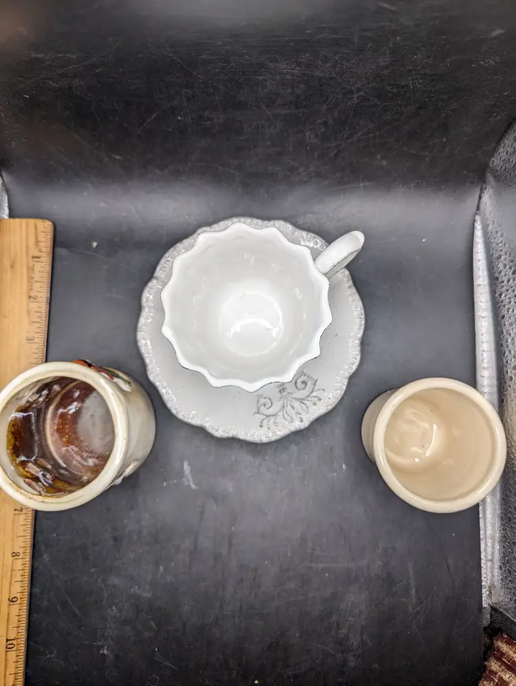 Lot of 3 Votive Candle Holders One Yankee Candle One Yesteryear's Pottery.