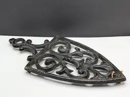 Cast Iron Intricate Design Hot Plate Trivet Wall Hanging Hanger Rusty Crusty Small Leather Hanger