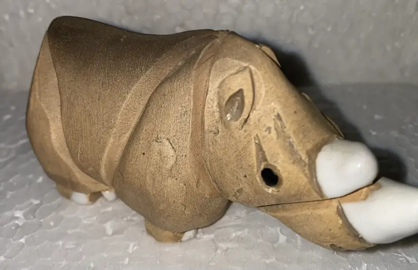 #12- Artesania Rinconada Uruguay Rhinoceros Figurine