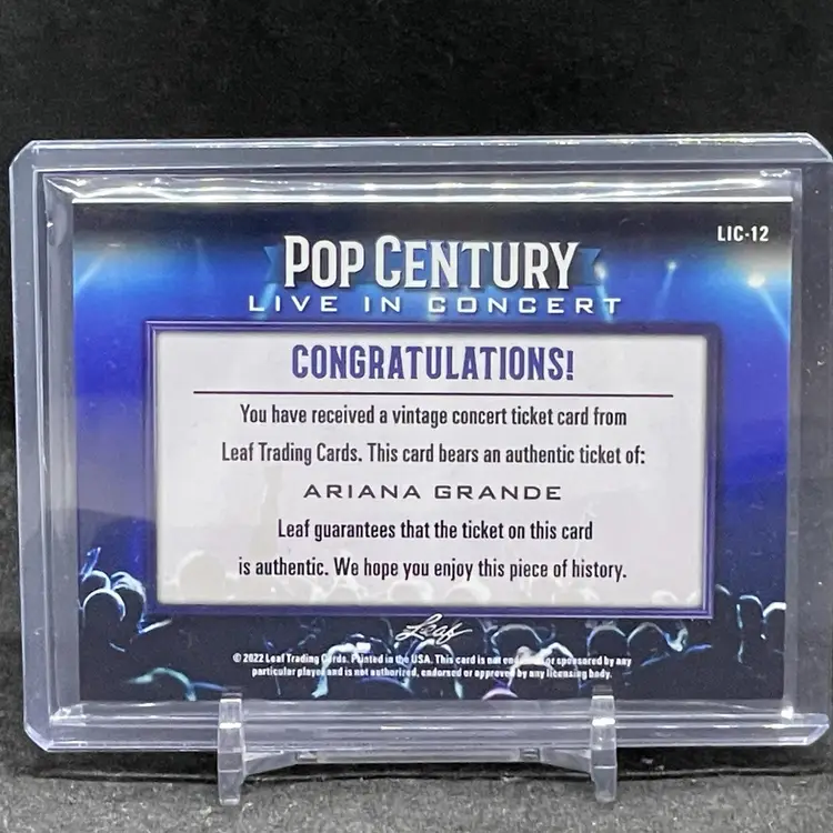 Ariana Grande Leaf Pop Century Live In Concert Ticket Card - Sweetener World Tour TD Garden - Great Gift for Fan