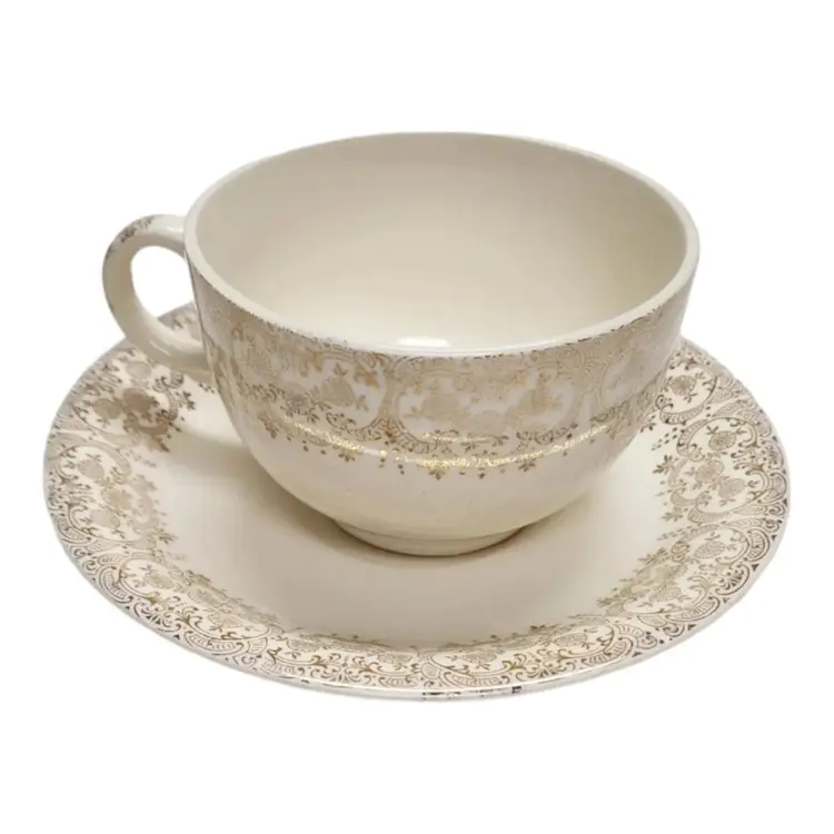 Ornate China Gold Filigree Floral Design Vintage 6" Saucer & 2" Tea Coffee Cup