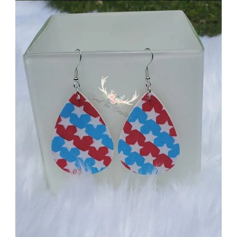 Red White And Blue Earrings With STARS