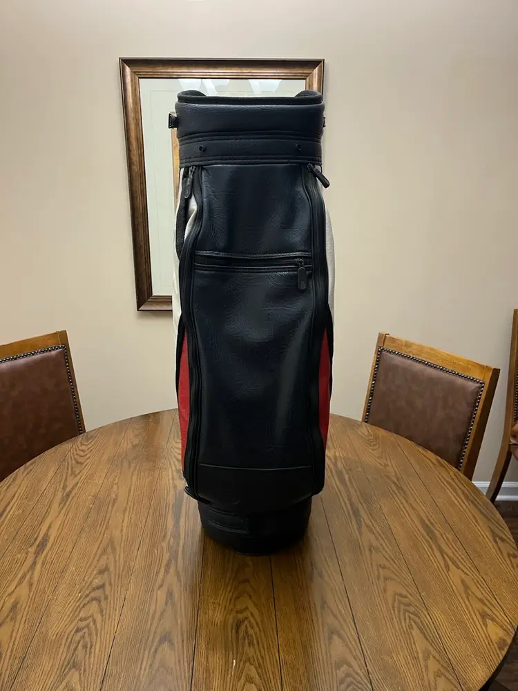 Rare Burton PGA Tour 6-Way Leather Golf Bag , Red White & Blue With Rain Hood