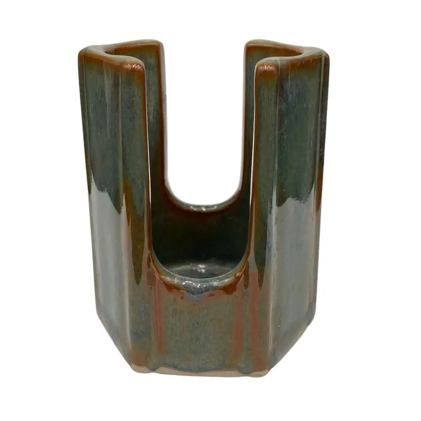 Bay Pottery (Virginia) Large Stoneware Sponge Holder, 4.4", Blue/Green Glazes