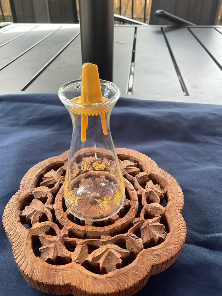 Vtg Corelle Pyrex Salt/Pepper Shaker Glass W/ Lid